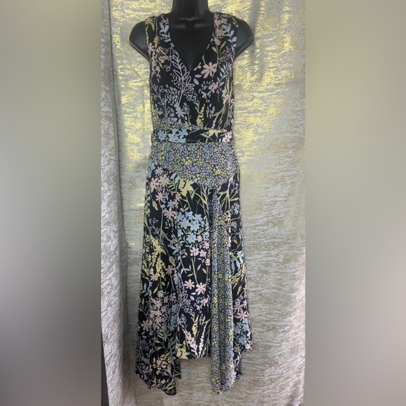 Calvin Klein Women’s Floral Belted A Line Layered Maci Dress Size 8 - Picture 5 of 17